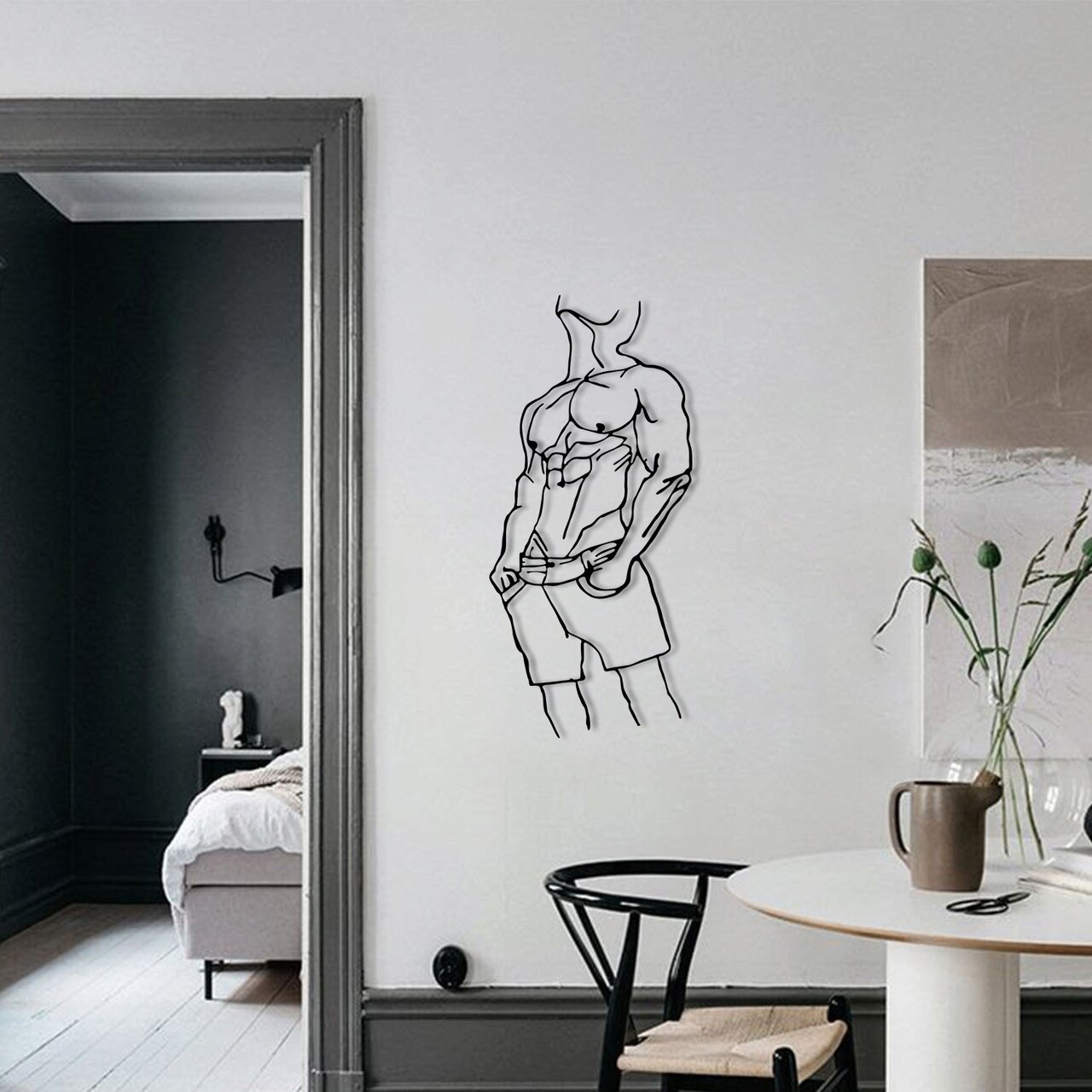 Decoratiune de perete, Cool Man 1, metal, 32 x 69 cm, negru - imagine 7